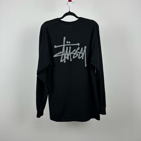 Stussy Black Long Sleeve Tee with Gray Logo - Picture 2 of 14